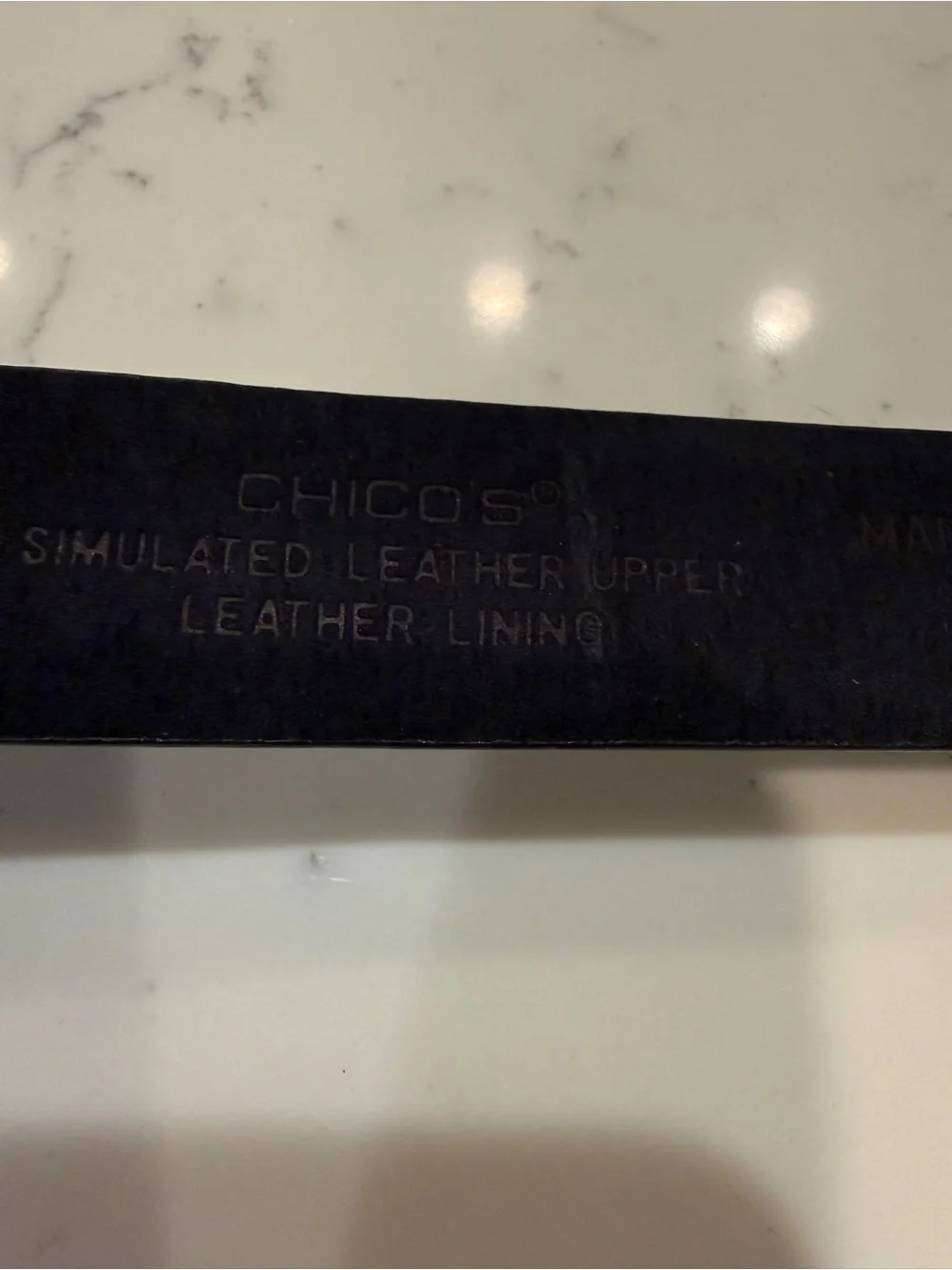 Chico’s Black Leather Lined Belt Oversized Silver Statement Buckle Adjustable